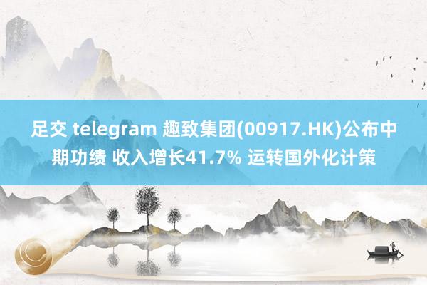 足交 telegram 趣致集团(00917.HK)公布中期功绩 收入增长41.7% 运转国外化计策